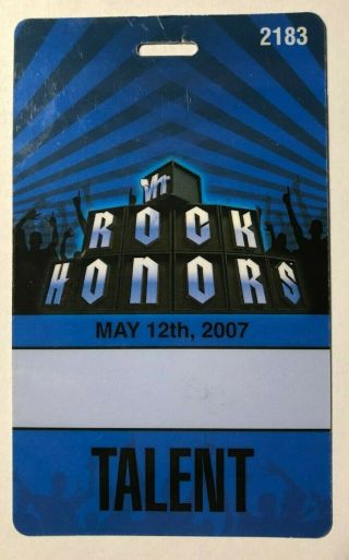 Vh1 2007 Rock Honors Talent Backstage Pass - Heart,  Genesis,  Zz Top,  Ozzy Osbourne