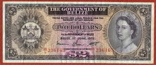 Government Of Belize 1.  6.  1975 $1 & $2 (pick 33b & 34b)