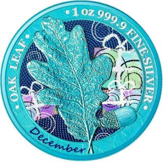 Germania 2019 Oak Leaf - 12 Months Series - 5 Mark December 1 Oz.  999 Silver Coin