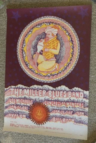 Orig 1967 Steve Miller Blues Band Lee Michaels Concert Poster Fd - 44 Avalon
