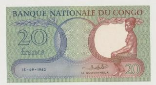 Congo P4 Topless Girl 20 Francs 15.  09.  1962 Unc