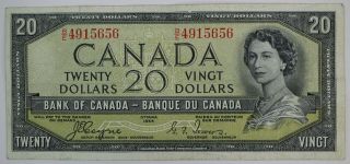 1954 Bank Of Canada Twenty Dollars B/e Devils Face Bc - 33a Coyne Towers Note