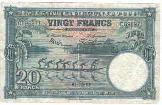 Belgian Congo 20 Francs 1952 P - 23