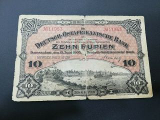German East Africa Deutsch - Ostafrikanische Bank 10 Rupien 1905 Rare Note
