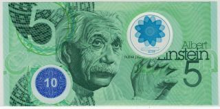 Polymer Test Note De La Rue,  Portrait Einstein,  With " 10 " And Blue Feature