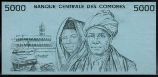 Comores Comoros 5000 Francs Nd (1984) Proof Print On Blue Specimen Paper P.  12p