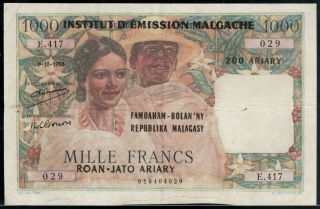 Madagascar 1000 Francs 1952,  P.  54