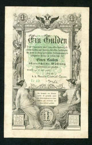 Austria 1 Gulden 1866 Pick A150 Vf.