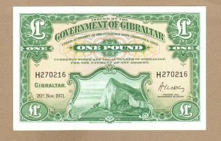 Gibraltar: 1 Pound Banknote,  (unc),  P - 18b,  20.  11.  1971,