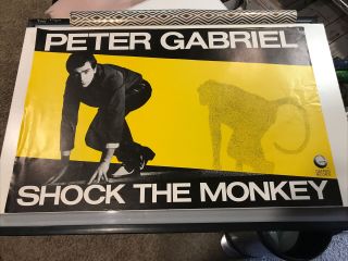 1982 Peter Gabriel Shock The Monkey Promo Rock Poster 35” X 23” Geffen 2