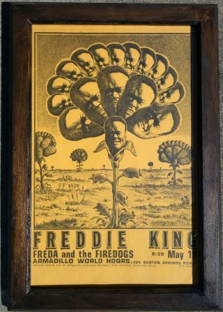 Freddie King Austin Concert Poster,  12x18 Inches Framed.  Armadillo Hq