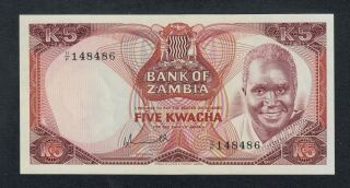 Zambia 5 Kwacha (1976) Pick 21 Unc.