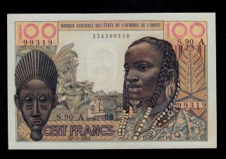 West African States 100 Francs 1961 Ivory Coast Pick 101aa Au - Unc.