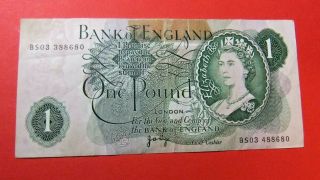 England 1 Pound Bank Note With Error Serial Number