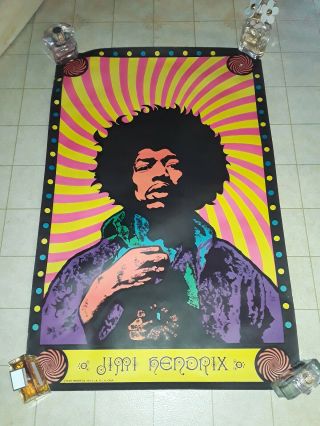 Vintage Jimi Hendrix Black Light Poster Rock N Roll Platt Poster Company
