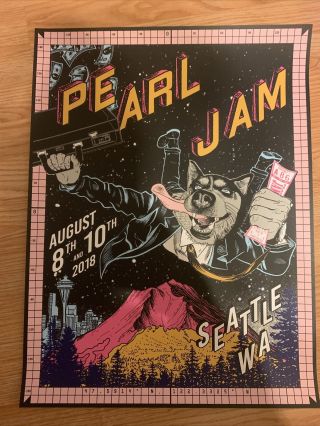 Pearl Jam Poster Safeco Field Seattle Aug 8 - 10 2018 D.  B.  Faile