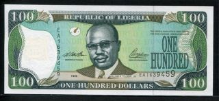 Liberia 1999,  100 Dollars,  Ea1639459,  P25,  Gem Unc