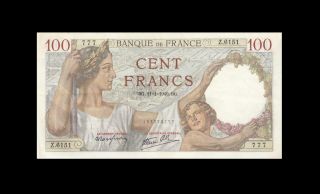 11.  1.  1940 Banque De France 100 Francs Consecutive 1 Of 2 " Z " ( (aunc))