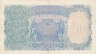 10 RUPEES VERY FINE BANKNOTE FROM BRITISH INDIA 1943 PICK - 19 SIGN:TAYLOR 2