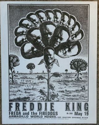 Freddie King 1972 Concert Poster Austin 8 1/2x11 Inches Frankiln Art.