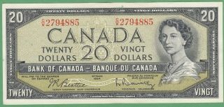 1954 Bank Of Canada $20 Dollars Note - Beattie/rasminsky - C/w2794885 - Unc