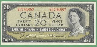 1954 Bank Of Canada $20 Dollars Note - Beattie/rasminsky - C/w2794887 - Unc