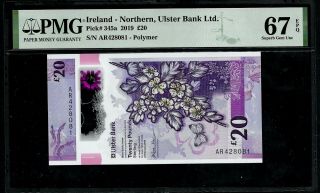 Ireland - Northern,  Ulster Bank - P 345a - 20 Pounds 2019 Pmg Sugem Unc 67 Epq