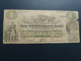 1861 $1 Westmorland Bank Of - Brunswick Moncton,  Canada