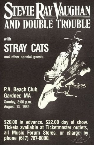 Stevie Ray Vaughan 1989 Concert Poster W/ Stray Cats