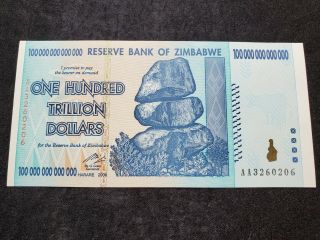 2008 Zimbabwe One Hundred Trillion Dollar Bank Note - Z$100,  000,  000,  000,  000