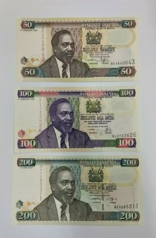 Kenya 50 100 200 500 And 1000 Shillings 5pc Set Unc 2004 - 2005 Scarce