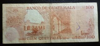 GUATEMALA BANKNOTE 100 Quetzales,  P.  64 (?) VF 1980 2
