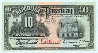 Paraguay 10 Pesos L.  1920&23 P150a Au