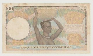 FRENCH WEST AFRICA P 23 WOMEN WWII 100 FRANCS 10.  9.  1941 VF 2