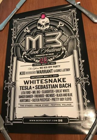 M3 Metal Rock Festival Poster Whitesnake Tesla Warrant Kix Sebastian Bach