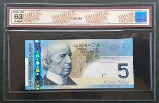 2008 Bank of Canada $5 Low Serial APT0000741 BCS CH.  UNC - 63 BC - 67b 2