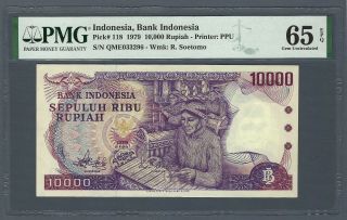 Indonesia 10,  000 Rupiah 1979,  P - 118,  Pmg 65 Epq Gem Unc,  10000,  Popular Type