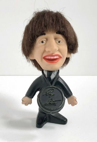 Vintage Ringo Starr Beatles 1964 Remco 4.  5” Doll With Drum Soft Head/hard Body