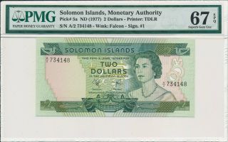 Monetary Authority Solomon Islands $2 Nd (1977) Pmg 67epq