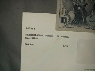 Netherlands Indies 10 Gulden 1939 Wayang,  F/vf Pick 14