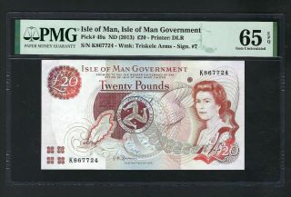 Isle Of Man 20 Pounds Nd (2013) P49a Uncirculated Grade 65