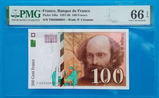 France ; 100 Francs 1997 - 1998,  P - 158a,  Pmg Gem Unc 66 Epq
