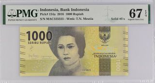 Indonesia 1000 Rupiah 2016 P 154 A Solid 555555 Gem Unc Pmg 67 Epq