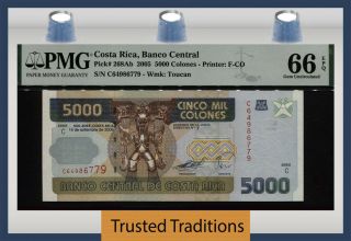 Tt Pk 268ab 2005 Costa Rica Banco Central 5000 Colones Pmg 66 Epq Gem Unc