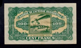 French West Africa 100 Francs 1942 Pick 31a Vf, .