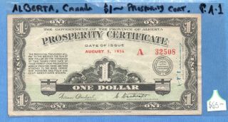 Canada: Alberta Province 1 Dollar Prosperity Certificate 1936 With 4 Stamps.