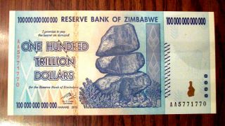 Authentic Uncirc P - 91 Uv Gift 2008 Zimbabwe 100 Trillion Dollar Note Aa Cert