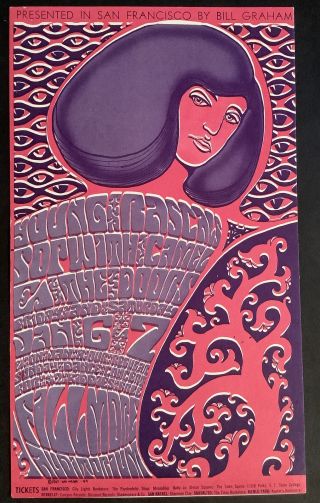 Bg 44 The Doors Bill Graham Fillmore Concert Postcard Wes Wilson 1967