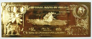 $100 Loss Of The Fishburn - First Gold Bank Notes Of Belize W/ Presentation Card