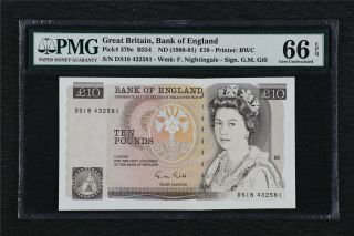1988 - 91 Great Britain Bank Of England 10 Pounds Pick 379e Pmg 66 Epq Gem Unc
